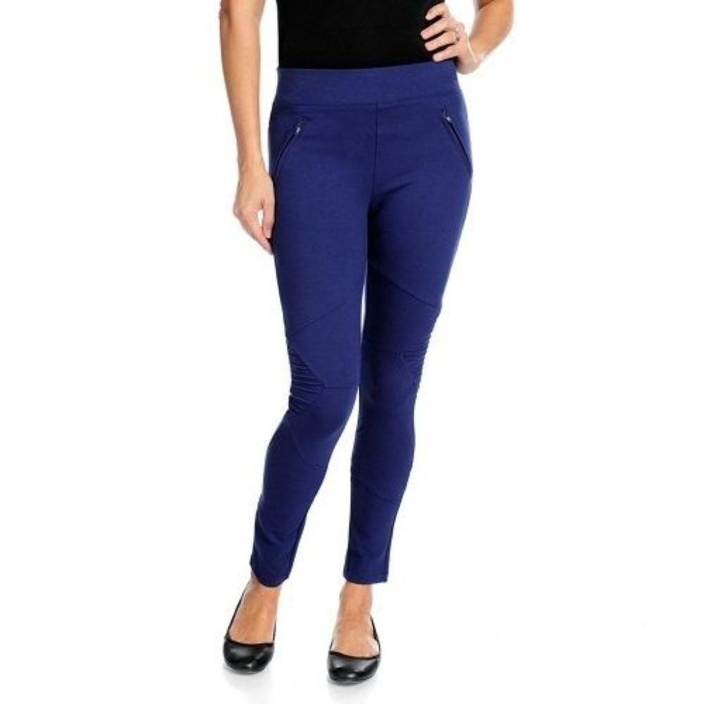 Slimming Options Womens Skinny Ankle Pant High Rise Zipper Pockets Blue Size XL